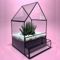 Terrarium décoratif en verre cristal écologique en forme de cabane, récipient de présentation transparent pour la maison, le bureau et le jardin