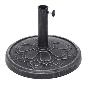 Antique Silver Lotus Design <b>Umbrella</b> <b>Base</b> 27 Lbs Outdoor Market <b>Umbrella</b> <b>Stand</b> - Product Image 1