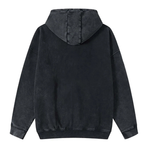 เสื้อฮู้ดดี้ปักลายหรูหรา สไตล์สตรีทแวร์ ผ้าฟลีซ วินเทจ ทรงโอเวอร์ไซส์ ล้างสีแบบแอซิดวอช สีซีดจางแบบซันเฟด แต่งดีเทลขาดๆ แบบดิสเทรส ซิปหน้า - Product Image 2