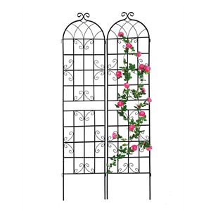 Set di 2 tralicci da giardino in metallo antiruggine da 220 cm x 50 cm per piante rampicanti, supporto per fiori da esterno - Product Image 1