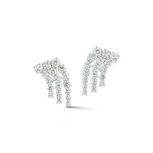 Pendientes Colgantes de Diamantes en Oro Sólido de 14K y 18K, Corte Redondo, Diamantes Cultivados en Laboratorio, Engaste de Garras, Mini Gota, Joyería Minimalista para Boda, Estilo Cascada - Product Image 3