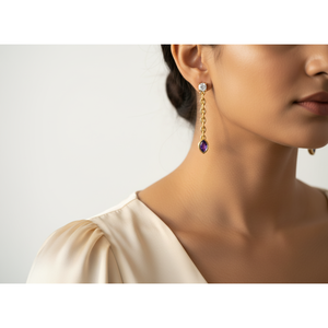 Wholesale 10K Solid Gold Bezel Setting <b>Dangle</b> <b>Earrings</b> with VVS1 Lab Grown <b>Diamond</b> Clear Gemstone Wedding Sample Making Service - Product Image 5