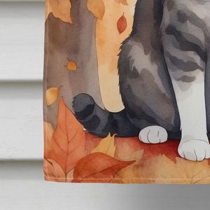 American Wirehair Cat Fall Leaves Polyester Flag Large Porch Sleeve Pole Décorative Yard Banner Artwork Multicolor Wall Hanging - Product Image 4