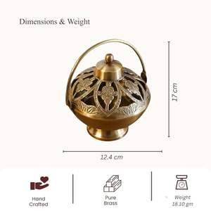 Brûleur d'encens métallique artisanal écologique avec base stable conçue pour éviter le basculement, idéal pour l'encens indien de qualité supérieure et la diffusion de parfums domestiques. - Product Image 2