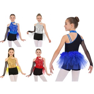 Costume de danse jazz pour filles de 6 à 16 ans, justaucorps à jupe en tulle, combinaison pour cours et spectacles, vente en gros de costumes lyriques - Product Image 1