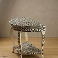Table console classique moderne avec incrustations en os, table d'appoint ovale en bois, table d'entrée, table de canapé, décoration de salon, mobilier de maison personnalisé