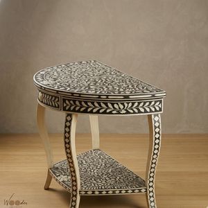 Modern Classic Bone Inlay Console <b>Table</b> <b>Side</b> <b>Table</b> Oval Wooden Entryway <b>Sofa</b> <b>Table</b> Living Room Decor Custom Home Furniture - Product Image 2