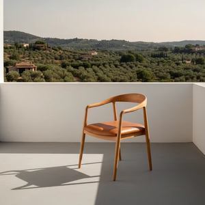 เก้าอี้รับประทานอาหารกลางแจ้งทันสมัย โชเปีย ทำจากไม้สักแท้ เฟอร์นิเจอร์สำหรับสวนและลานบ้าน เก้าอี้รับประทานอาหารไม้สไตล์ร่วมสมัย - Product Image 1