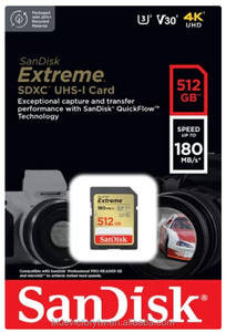 SanDisk 512 GB Extreme SDXC Tarjeta de memoria de 180 MB/s, MB/s, V30, U3, C10, SDSDXVV-512G-GNCIN - Product Image 2