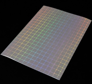Wholesale Holographic Grid Film Sheet Iridescent Bulk Transparent Sheet Rainbow Reflective Craft <b>Vinyl</b> for Decoration Packaging - Product Image 1