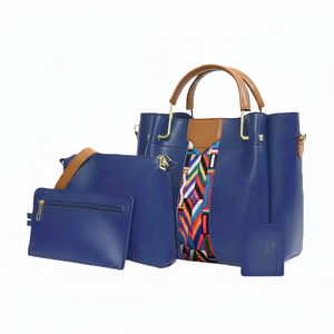 Conjunto de 4 Piezas de Cuero Genuino para Mujer, Bolso Tote de Gran Capacidad, Cartera, Bolso Bandolera y Tarjetero, Bolso de Hombro Suave - Product Image 1