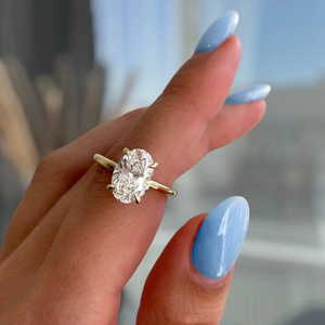 Moissanite 2CT Oval Cut Diamond <b>Solitaire</b> Halo Gold Plated <b>Rings</b> With 925 <b>Silver</b> Fine Birthdays Party Promise Gift For Friends - Product Image 1