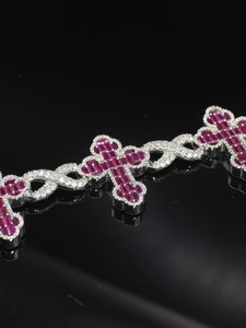 Custom Cross Link <b>Bracelet</b> 925 <b>Sterling</b> <b>Silver</b> VVS Moissanite Diamond Luxury Hip Hop Statement <b>Bracelet</b> - Product Image 5
