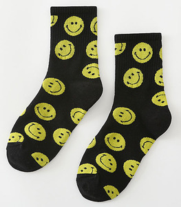 <b>Hot</b>-selling Women Smile <b>Socks</b> Custom Design Knitted Crew <b>Socks</b> Ladies Tube Cotton <b>Sock</b> Wholesale Low MOQ - Product Image 1
