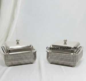 Luxury 3 Pcs Metal Casserole <b>Set</b> With Lid Gold Finish <b>Serving</b> Bowl Decorative Kitchen Storage <b>Dish</b> - Product Image 2