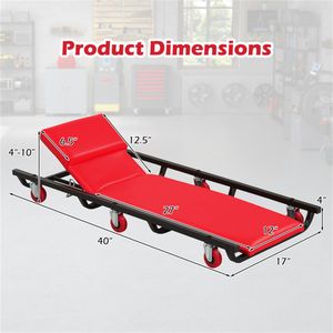 "Auto Repair <b>Tool</b> 4-Level Adjustable Heavy Duty Rolling Creeper <b>Cart</b> with 6 Swivel Casters & Thick Comfort Padded Seat" - Product Image 4