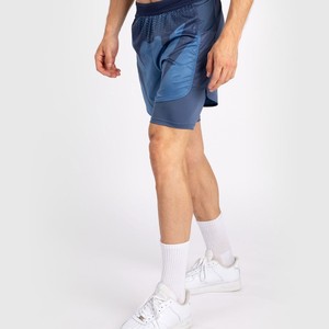 Shorts MMA 2-en-1 pour hommes avec doublure de compression, séchage rapide, imprimé bleu, vêtements d'entraînement et de combat - Product Image 4