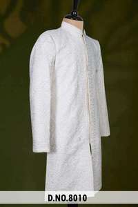 Elegant <b>White</b> Silk Indo Western Sherwani Men Royal Groom Wedding Attire Heavy Self Tone Floral Paisley Embroidery Suit - Product Image 3