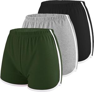 Shorts de yoga et de sport décontractés pour femme, taille haute, élastiques, brillants, respirants, écologiques, couleur unie, en tissu peigné – Collection Été 2025 - Product Image 3