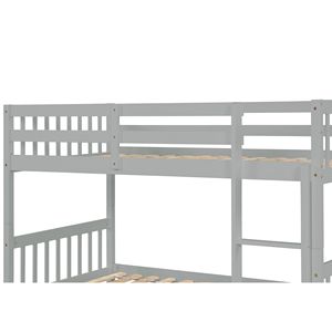 Letto a Castello Convertibile in Legno di Gomma con Letto Estraibile per Bambini con Scala di Sicurezza - Product Image 2