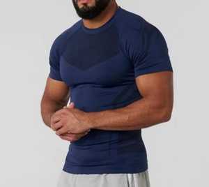 Camiseta de Punto de Manga Corta para Hombre, Cuello Redondo, Color Sólido, Secado Rápido, Corte Ajustado, Estilo Deportivo, 100% Algodón, Logotipo Frontal, Alta Elasticidad - Product Image 1
