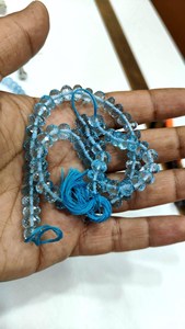 Cuentas facetadas de topacio azul cielo natural en forma de rondel, vendidas por hebra de 8 pulgadas de largo - Product Image 3