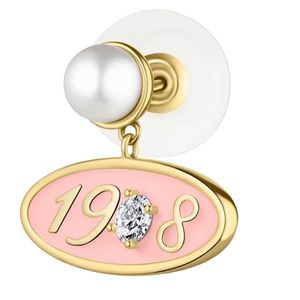 Pendientes Colgantes de Oro Rosa y Perlas Blancas con Colgante Decorativo Ovalado, Joyería Elegante de Moda para Mujeres y Niñas, para Bodas - Product Image 3