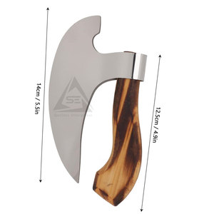 Customized Logo Printing Hot Sale Pizza Cutting <b>Axe</b> Custom Made Heavy Duty <b>Wood</b> Handle Stainless Steel Blade - Product Image 2