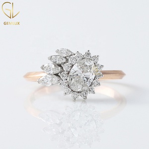 Oval Cut Moissanite <b>Diamond</b> Vintage Style Engagement <b>Ring</b>, Cluster Wedding <b>Ring</b> 14K Gold Unique <b>Diamond</b> <b>Ring</b> for Women - Product Image 1