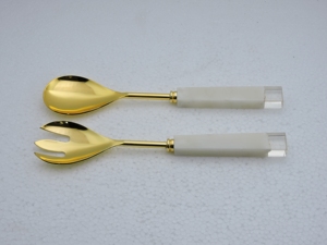 stainless steel salad <b>server</b> pair resin handle serving spoon fork for <b>buffet</b> counter food service tableware export trade - Product Image 4