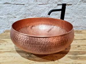 Copper Hammered Silver Single <b>Bowl</b> Rounded Kitchen <b>Wash</b> Basin <b>Wash</b> and Utensils Washer Sink Outer Mosaic Designer Sink Modern - Product Image 5