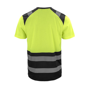 Camiseta de Manga Raglán a Rayas Amarillas y Negras de Alta Visibilidad para Hombre EKIN'IMPEX, Cuello Redondo, Tejido de Punto de Secado Rápido, Estilo Ropa de Trabajo - Product Image 3