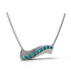Collar Clásico con Colgante de Ola con Diamantes Verdes Cultivados en Laboratorio en Oro de 18K - Product Image 3