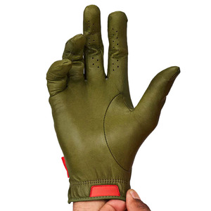 Gant de golf en cuir véritable vert olive, main droite, antidérapant, perforé, fermeture à enfiler, unisexe, sport - Product Image 3