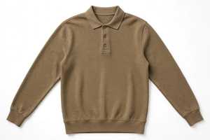 Suéter Rosa de Manga Larga para Hombre, Tejido de Felpa, Algodón y Spandex, Cuello con Botones, Casual, Transpirable, 220g, Jersey con Logotipo Personalizado en la Parte Delantera - Product Image 3