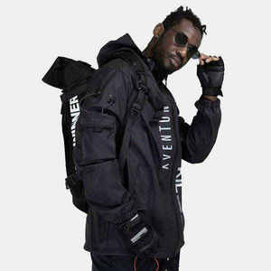 Wholesale Mens Techwear <b>Jacket</b> Tactical Urban Streetwear <b>Waterproof</b> Windbreaker Multi-pocket Functional Cyberpunk Cargo Coat - Product Image 5