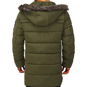 <b>Men</b> Plus Size <b>Long</b> Hooded Puffer Parka Jacket Fur Trim Olive Green Windproof Casual Winter <b>Coat</b> Canvas Polyester Wadding - Product Image 3