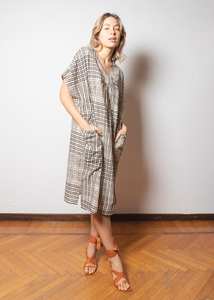 Vestido Kaftan Boho Chic de Algodón Indio, Ligero, con Estampado Geométrico, para Verano - Product Image 4