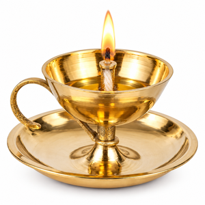 Handcrafted Brass Diya Oil Lamp with Tray Traditional <b>Indian</b> Pooja Deepak for Mandir <b>Home</b> <b>Decor</b> Diwali Festival Gift Wholesale - Product Image 1
