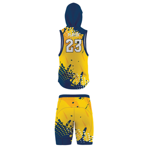 Ensemble maillot et short de football 7v7 Splatter Boys, tenue d'équipe pour jeunes à capuche sans manches, design sublimé, nom et numéro de joueur personnalisés - Product Image 2