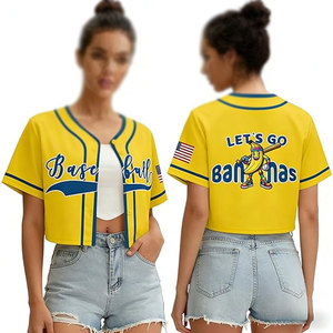 T-shirt de baseball court pour femme, col en V, boutonné, pour les jours de match, pour les fans et les mamans de baseball, à manches courtes, décontracté et sportif - Product Image 1