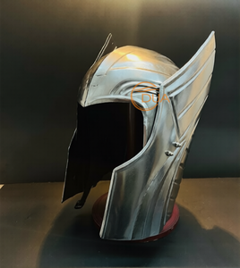 Casco de Hierro de Thor Ragnarok, Calibre 18, Hierro Suave Pulido, Plateado, Auténtica Mitología Nórdica, para Halloween - Product Image 1