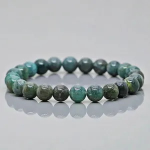 Natural Moss Agate 8mm Smooth Round AA Grade Gemstone Beads <b>Stretch</b> <b>Bracelet</b> Healing Jewelry Wholesale - Product Image 4
