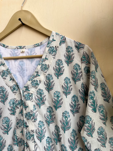 Robe longue en coton indien imprimée à la main, robe en coton indien à imprimé floral, robe longue à manches longues décontractée pour femmes - Product Image 6