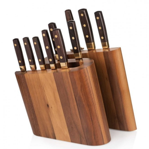Ensemble de 10 couteaux de cuisine de qualité supérieure avec lames en acier inoxydable, manches rivetés en bois, blocs de rangement en bois et aiguiseur - Product Image 3