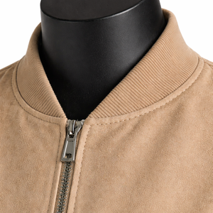<b>Men's</b> <b>Suede</b> Bomber <b>Jacket</b> Stand Collar Zipper Closure Casual Autumn Wear Regular Fit Solid Color Long Sleeve <b>Jackets</b> for Sale - Product Image 5
