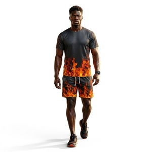 Digital Printed Autumn Set Men Short Sleeve T-<b>Shirt</b> Matching Shorts Unisex Polyester Shorts Sports Jersey Set Quick Dry - Product Image 2