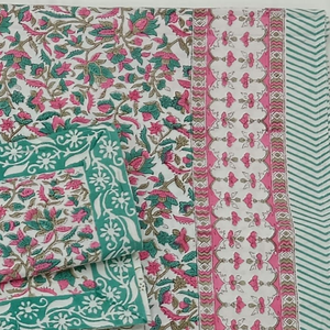 Parure de draps plats 3 pièces en coton 100% imprimé floral au bloc de couleur, 200 fils/cm², durable, doux pour la peau, non toxique, toutes saisons, pour la maison et l'hôtel - Product Image 3