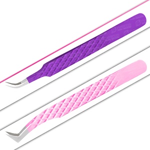 Pinzas de extensión de pestañas rectas con agarre de diamante, pinzas de pestañas no corrosivas antiestáticas con puntas de fibra, herramienta de belleza fuerte - Product Image 2