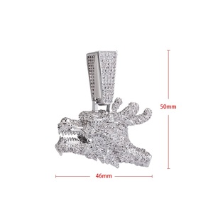 Pendentif Dragon en Argent 925 avec Diamant Certifié de Laboratoire, Collier Iced Out pour Homme, Bijou Tendance Léger Style Gothique Audacieux - Product Image 6